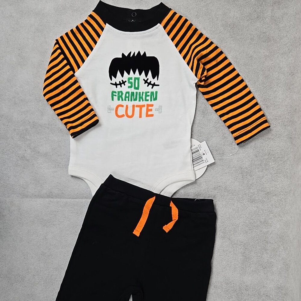 Konala‎ Baby Boy Newborn "So Franken Cute" Halloween Long Sleeve 2 piece Set NEW